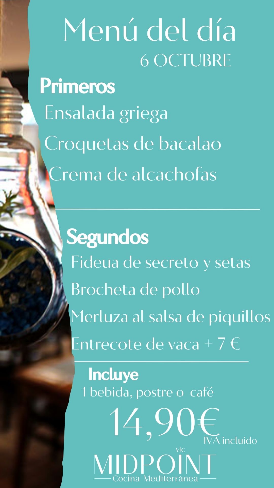 Carta y plato destacado